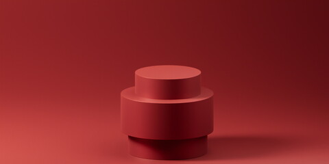 Ruby podium stage 3d background of empty space show scene modern studio backdrop presentation display or blank pedestal geometric product stand and dark platform template room on showcase wallpaper.