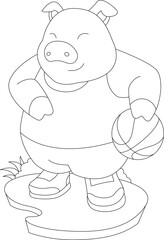 Pig Basketball player Basketball Sports Animal Vector Graphic Art Illustration