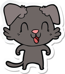 sticker of a laughing cartoon dog
