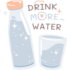 Drink More Water Lettering Sticker