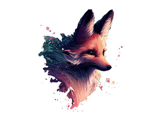Naklejka premium Watercolor Fox Head, Painting Draw, Illustration Png Clipart.