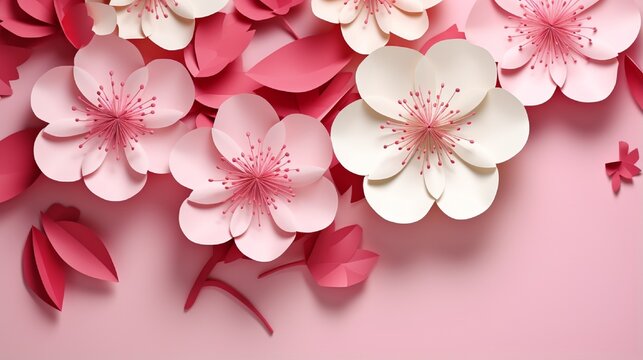50% off discount promotion sale Brilliant poster, banner, ads. Precious Paper cut with real sakura flowers and leaves. For your unique selling poster / banner promotion offer percent discount ads.