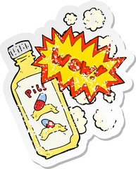 retro distressed sticker of a cartoon magic pill
