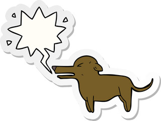 cartoon dog with speech bubble sticker