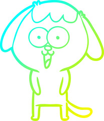 cold gradient line drawing of a cute cartoon dog