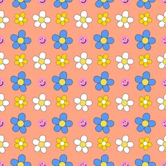 Daisy background and smiley face	