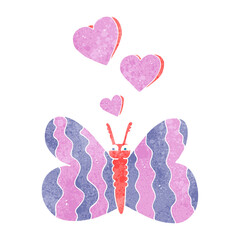 freehand retro cartoon butterfly