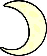 hand drawn cartoon doodle of a crescent moon