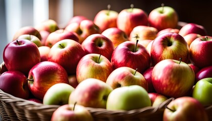 Fresh apples in the market. Healthy food. Fresh fruits. Red ripe apples for healthy diet