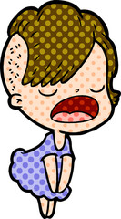 cartoon cool hipster girl talking