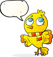 cute freehand drawn speech bubble cartoon bird