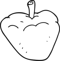 freehand drawn black and white cartoon organic apple