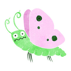 freehand retro cartoon funny butterfly