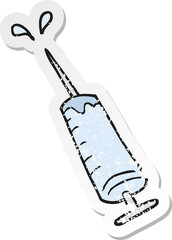 retro distressed sticker of a cartoon medical needle