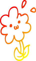 Fototapeta premium warm gradient line drawing of a cartoon flower