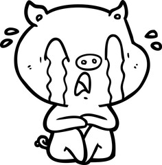 crying pig cartoon