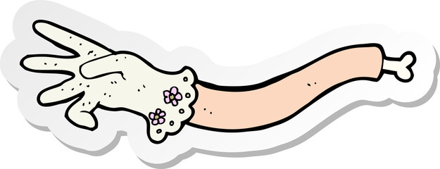 sticker of a cartoon spooky victorian arm reaching