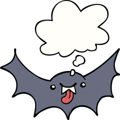 cartoon vampire bat with thought bubble