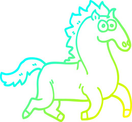 cold gradient line drawing of a cartoon magnificent stallion