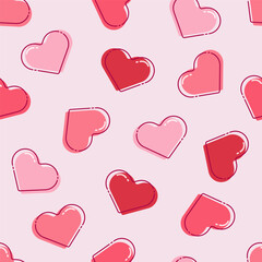 Seamless pattern with pink valentine's day hearts, hearts background for kids. Modern flat design.