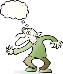 cartoon goblin with thought bubble