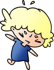 gradient cartoon illustration of a cute kawaii girl