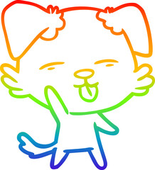 rainbow gradient line drawing of a cartoon dog sticking out tongue