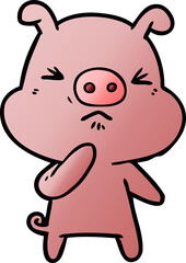 Obraz premium cartoon angry pig