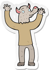 sticker of a cartoon happy werewolf man