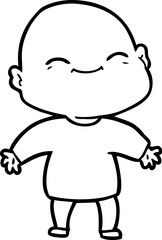 happy cartoon bald man