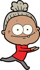 cartoon happy old woman
