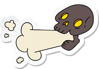 sticker of a quirky hand drawn cartoon skull