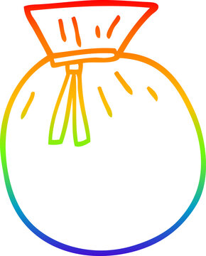 recommend clip art: rainbow gradient line drawing of a cartoon santa sack