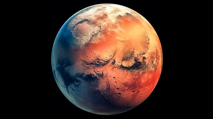 A glimpse of Mars, seen from space in close up
