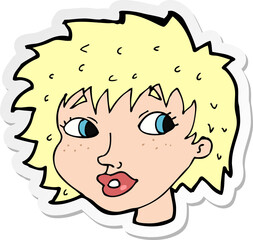 sticker of a cartoon surprised woman