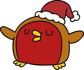 freehand drawn cartoon cute kawaii red robin