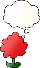 cartoon flower with thought bubble in smooth gradient style