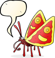 cartoon funny butterfly with speech bubble