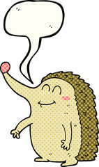 freehand drawn comic book speech bubble cartoon hedgehog