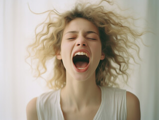 Shouting young woman, stress concept
