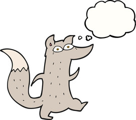 freehand drawn thought bubble cartoon cute wolf