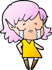 crying cartoon elf girl
