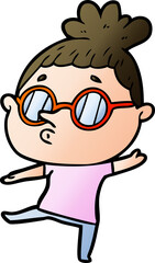 cartoon woman wearing glasses