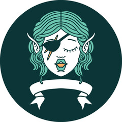 icon of elf rogue character face with banner