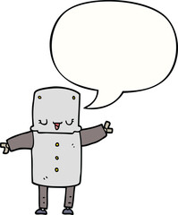 cartoon robot with speech bubble
