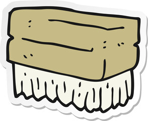 sticker of a cartoon scrubbing brush