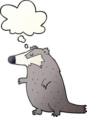 cartoon badger with thought bubble in smooth gradient style