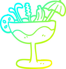 cold gradient line drawing of a cartoon cocktail