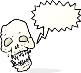 cartoon scary skull with speech bubble