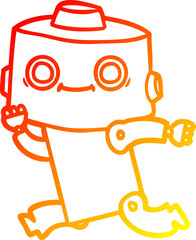 warm gradient line drawing of a cartoon robot